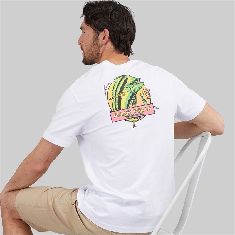 Hurley Mens Mahi Graphic T-Shirt White Traditional