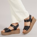 Blowfish Womens Leeds Platform Sandals Black Dyecut