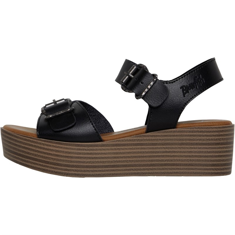 Blowfish Womens Leeds Platform Sandals Black Dyecut - Image 2