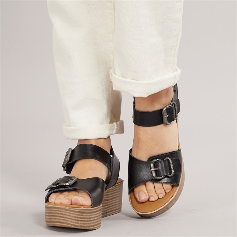 Blowfish Womens Leeds Platform Sandals Black Dyecut - Image 5