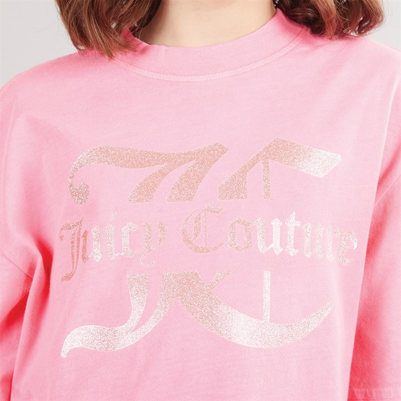 Juicy Couture Girls Jersey T-Shirt And Cycling Shorts Set Summer Neon Pink - Image 3