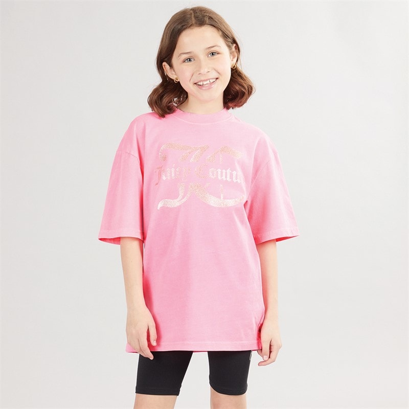 Juicy Couture Girls Jersey T-Shirt And Cycling Shorts Set Summer Neon Pink - Image 5