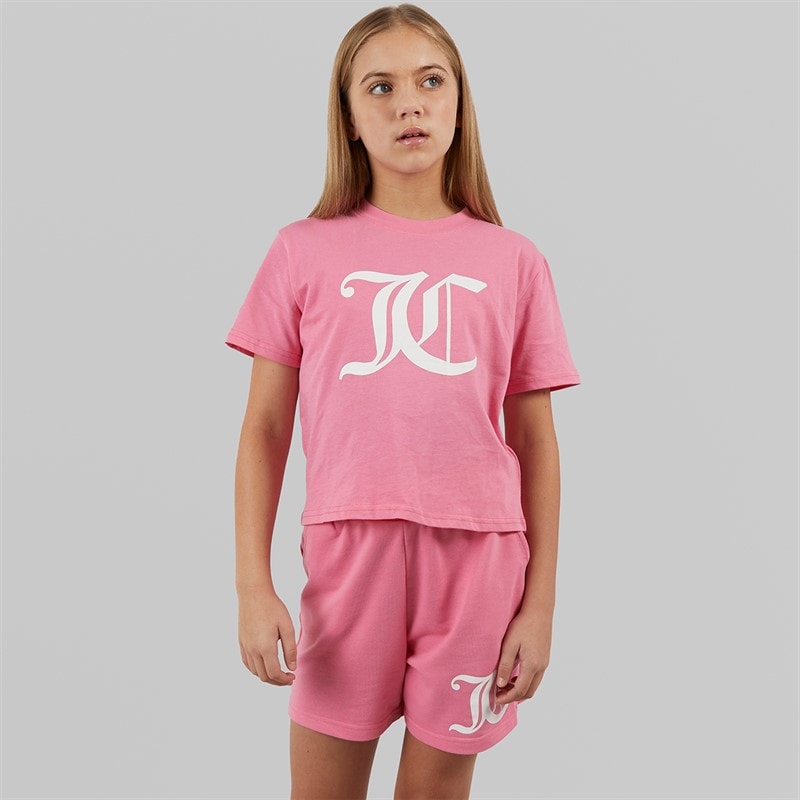 Juicy Couture Girls Cropped T-Shirt And Shorts Set Pink