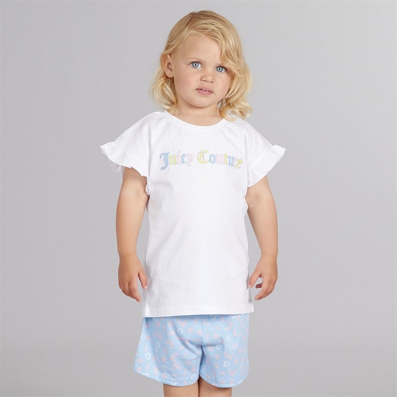 Juicy Couture Girls Letter Frill T-Shirt And Shorts Set Powder Blue