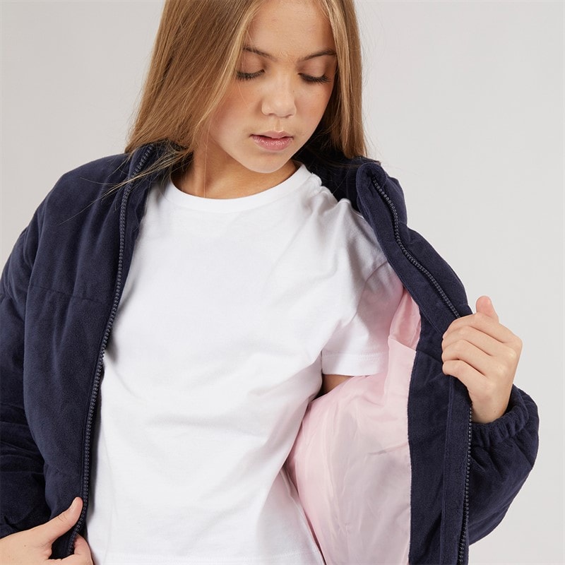 Juicy Couture Girls Velour Funnel Neck Puffer Jacket Night Sky - Image 3