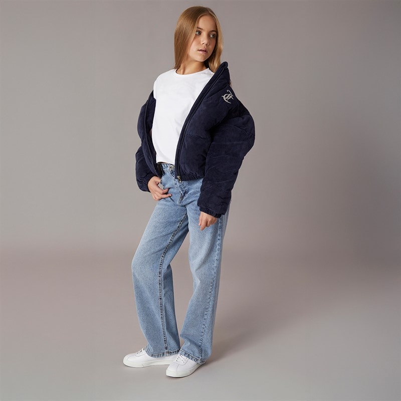 Juicy Couture Girls Velour Funnel Neck Puffer Jacket Night Sky - Image 4