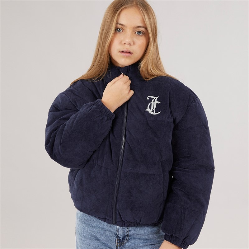 Juicy Couture Girls Velour Funnel Neck Puffer Jacket Night Sky - Image 5