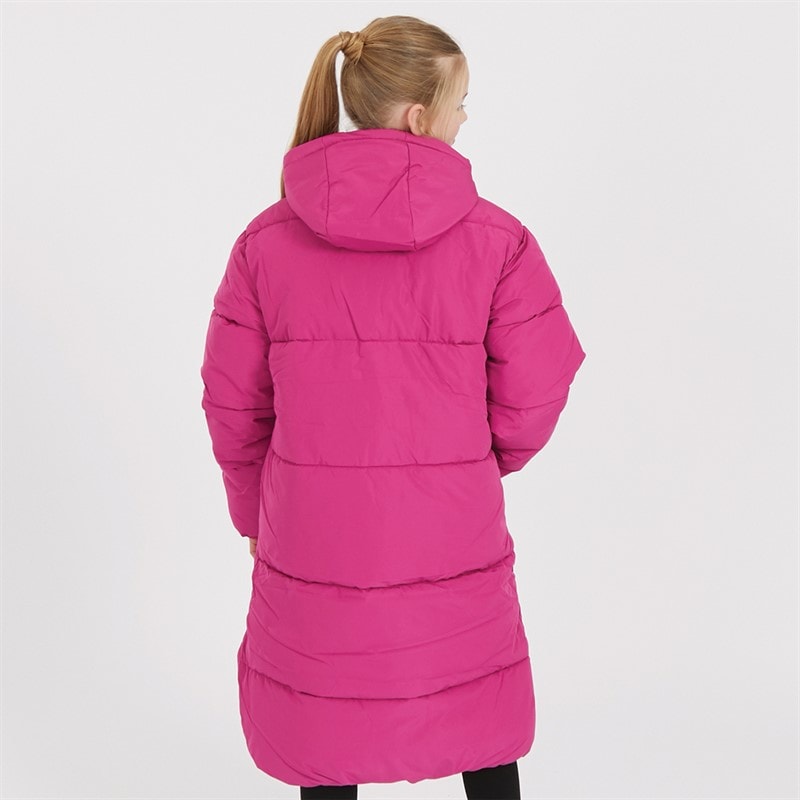 Juicy Couture Girls Longline Puffer Coat Festival Fuchsia - Image 2