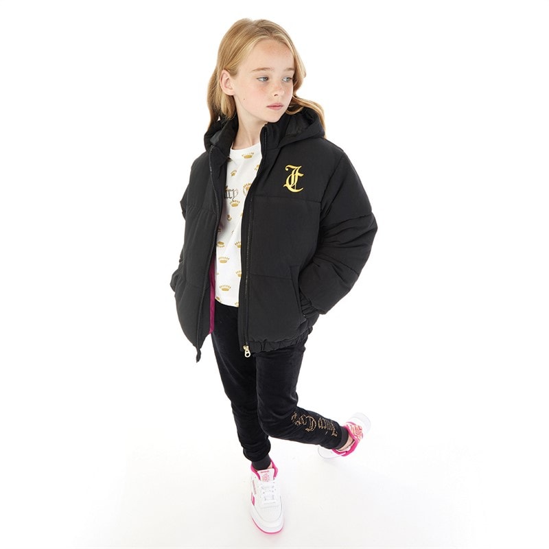 Juicy Couture Girls Short Baffle Jacket Black - Image 3