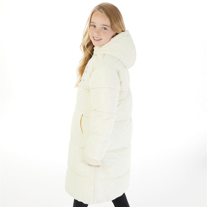 Juicy Couture Girls Longline Puffer Jacket Vanilla Ice - Image 2