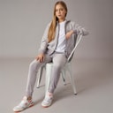 Juicy Couture Girls Velour Heart Logo Tracksuit Silver Sconce