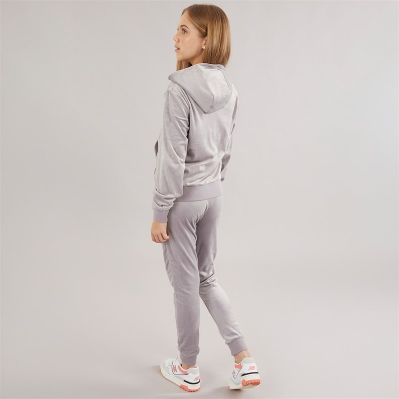 Juicy Couture Girls Velour Heart Logo Tracksuit Silver Sconce - Image 2