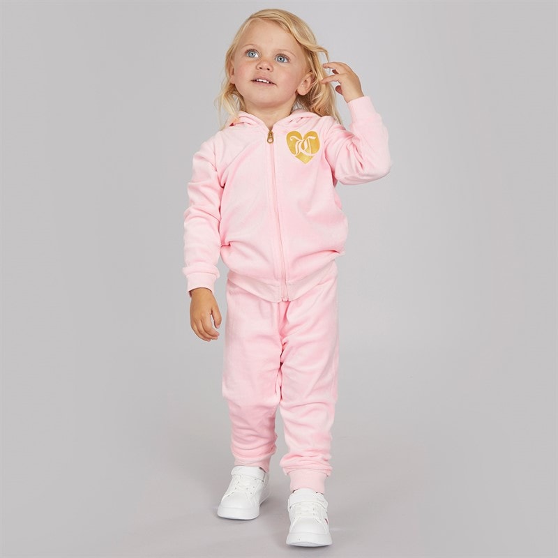 Juicy Couture Baby Girls Velour Heart Logo Tracksuit Almond Blossom - Image 1