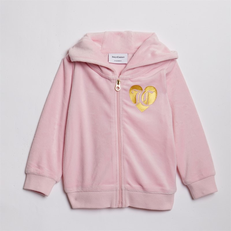 Juicy Couture Baby Girls Velour Heart Logo Tracksuit Almond Blossom - Image 3