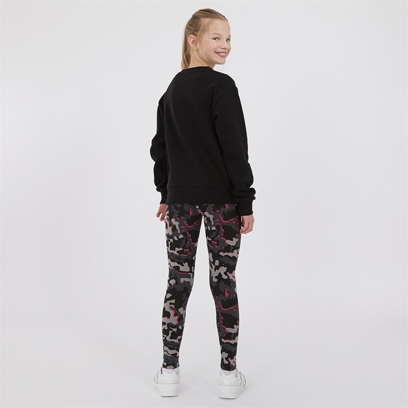 Juicy Couture Girls Oversized Crew Sweatshirt and Abstract Leggings Tracksuit Set Black - Image 2