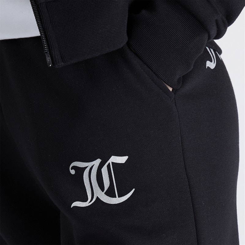 Juicy Couture Girls Zip Through Hoodie And Wide Leg Joggers Tracksuit Set Black - Image 5