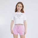 Juicy Couture Girls Heart Boxy T-Shirt And Velour Shorts Set Pink Lavender