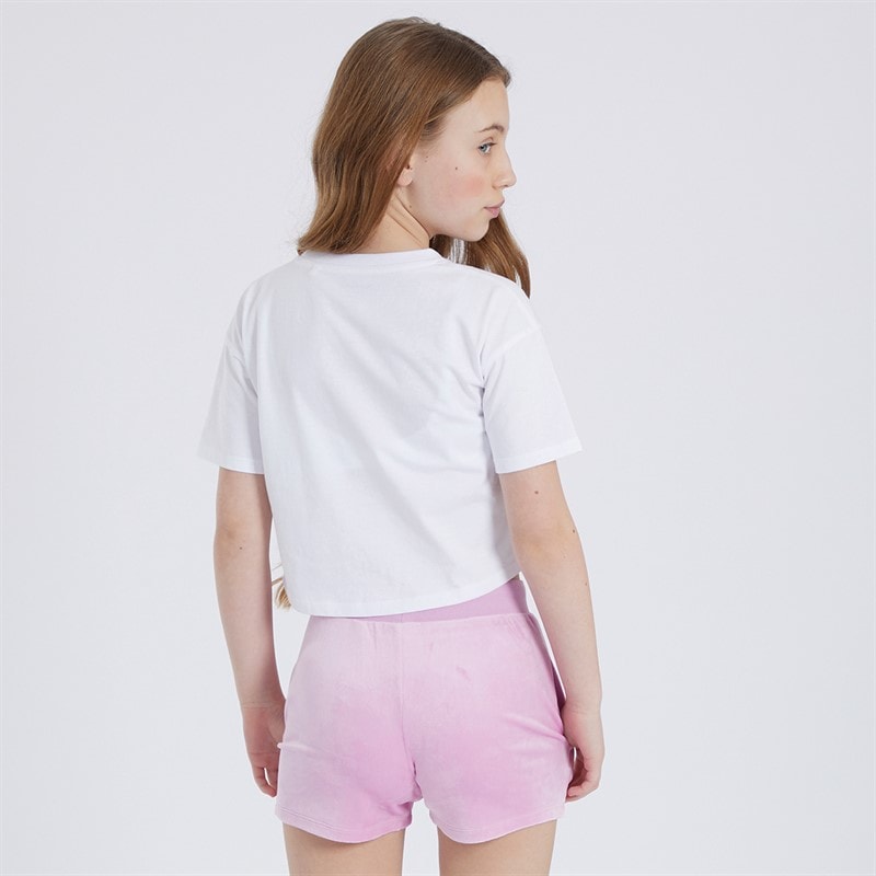 Juicy Couture Girls Heart Boxy T-Shirt And Velour Shorts Set Pink Lavender - Image 2