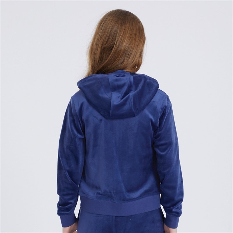 Juicy Couture Girls Velour Zip Through Hoodie Blue Print - Image 2