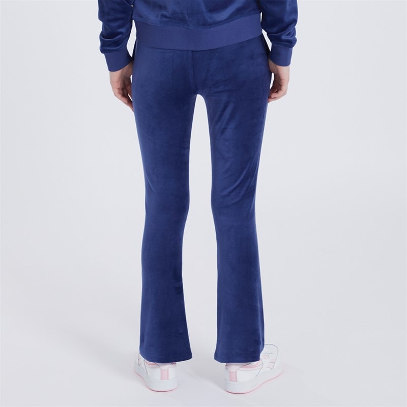 Juicy Couture Girls Velour Wide Leg Joggers Blue Print - Image 2