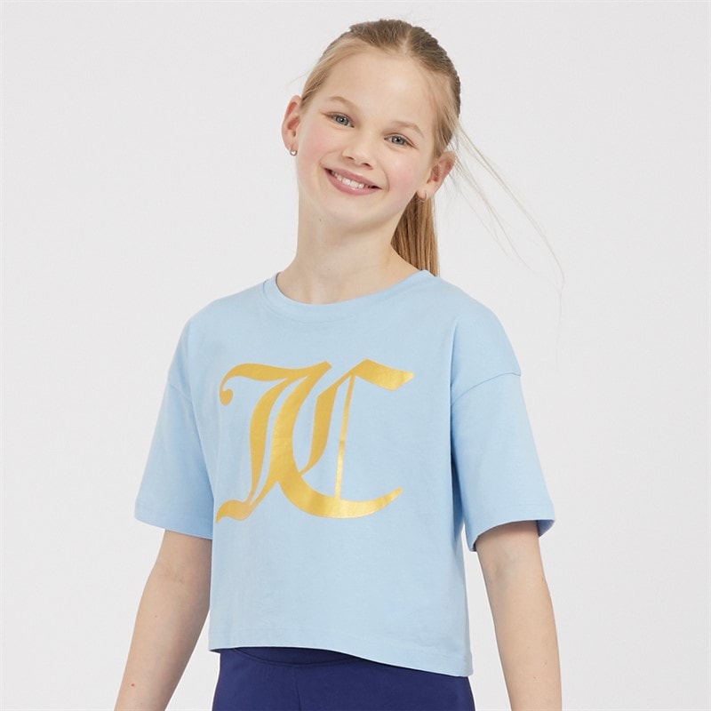 Juicy Couture Girls Tonal Boxy T-Shirt Powder Blue - Image 1