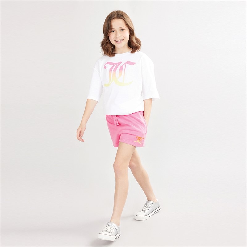 Juicy Couture Girls Oversized T-Shirt And Jersey Shorts Set Pink Cosmos - Image 3