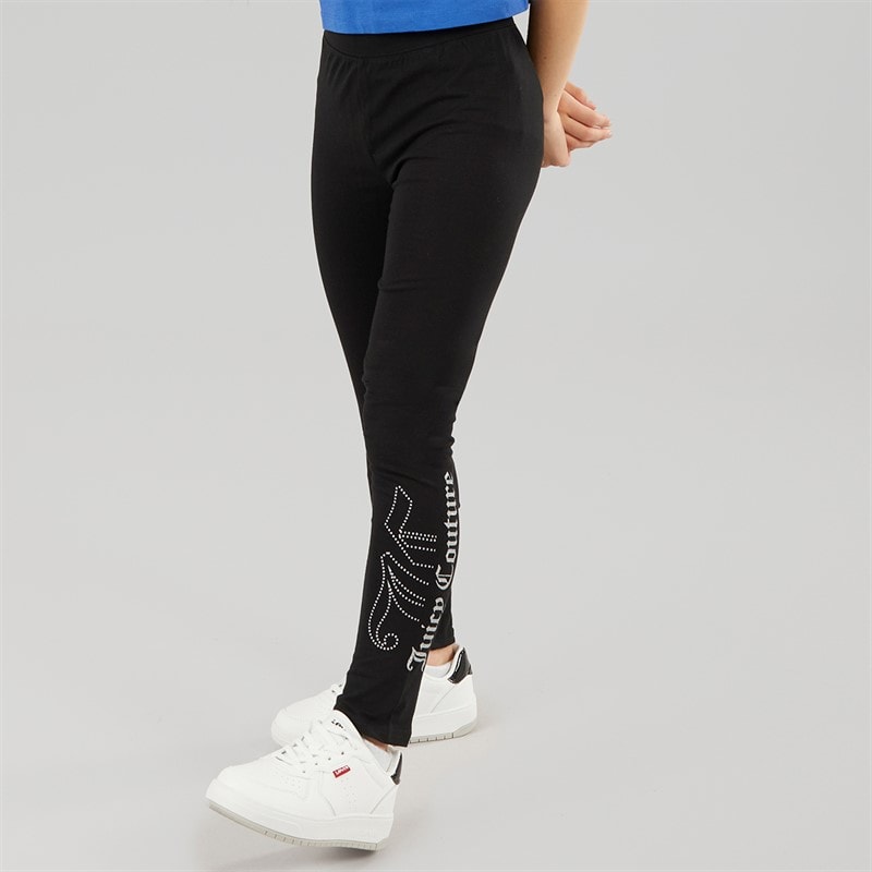 Juicy Couture Girls Glitter Gel Logo Leggings Black