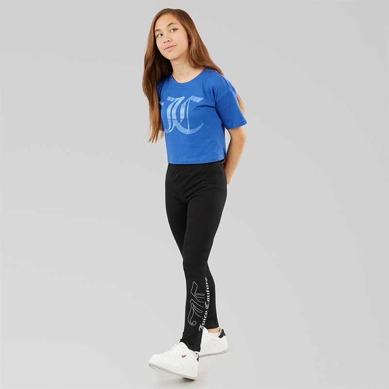 Juicy Couture Girls Glitter Gel Logo Leggings Black - Image 3