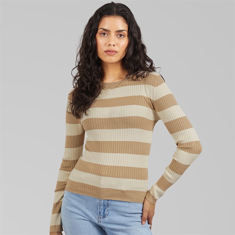 Jacqueline De Yong Womens Plum Long Sleeve Knit Pullover Humus