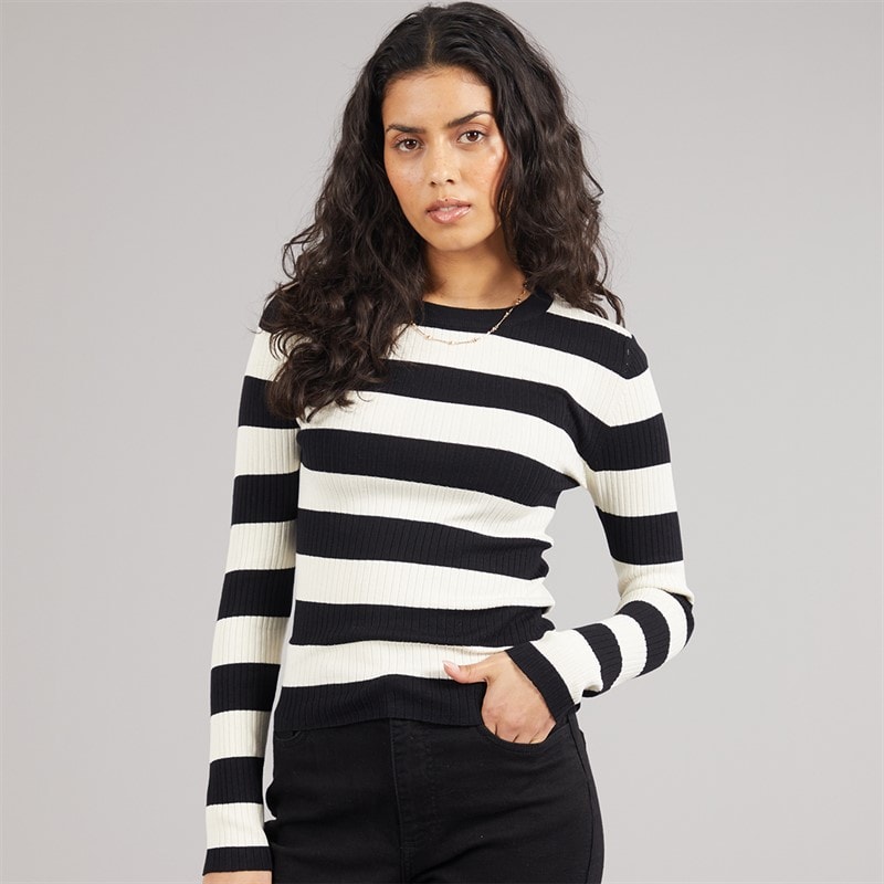 Jacqueline De Yong Womens Plum Long Sleeve Knit Pullover Black - Image 1