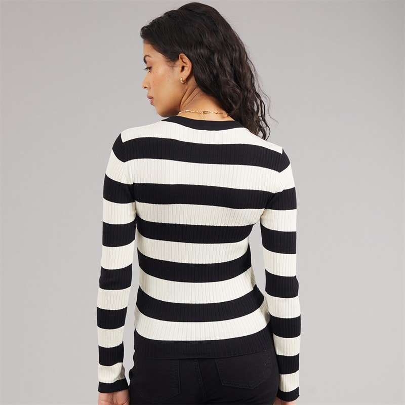 Jacqueline De Yong Womens Plum Long Sleeve Knit Pullover Black - Image 2