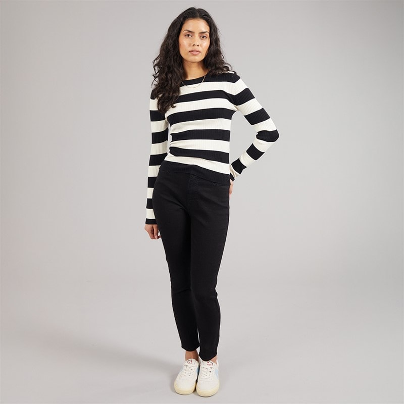 Jacqueline De Yong Womens Plum Long Sleeve Knit Pullover Black - Image 3