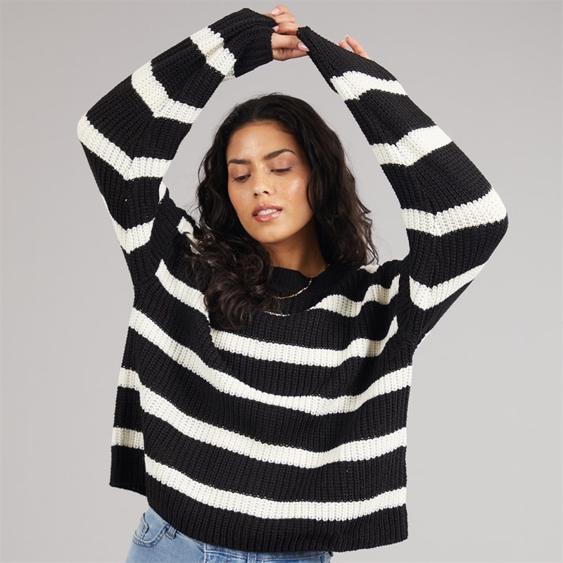 Jacqueline De Yong Womens Justy Stripe Jumper Black - Image 1