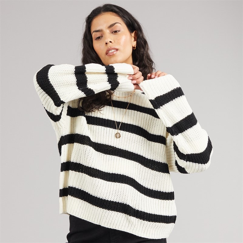 Jacqueline De Yong Womens Justy Stripe Jumper Eggnog