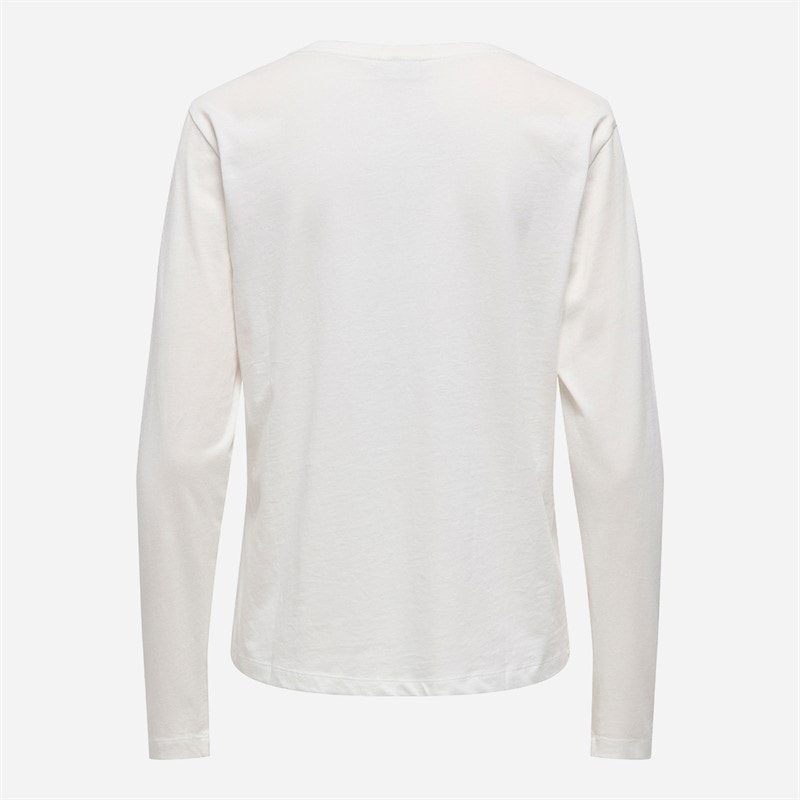 Jacqueline De Yong Womens Rex Long Sleeve T-Shirt Cloud Dancer - Image 2