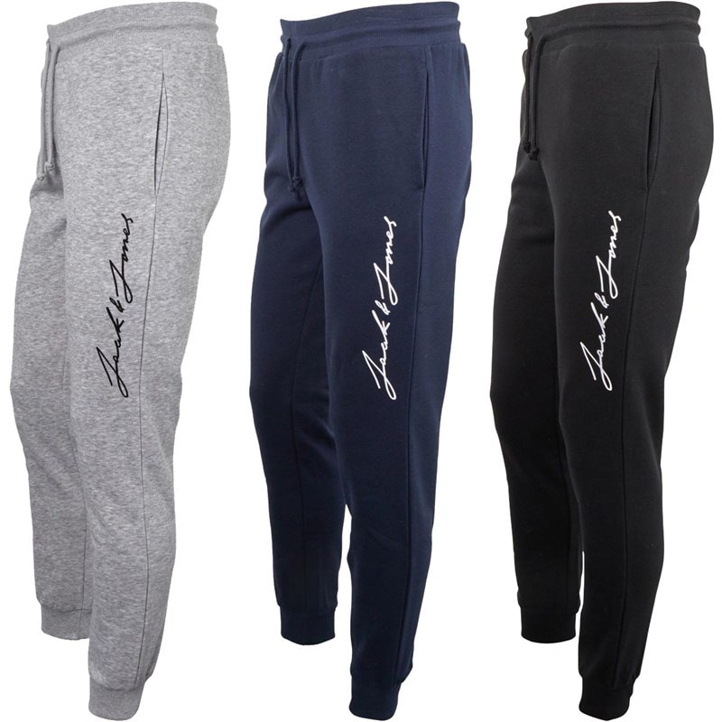 JACK & JONES Mens Jax Three Pack Sweat Pants Tap Shoe/Light Grey Melange/Navy Blazer