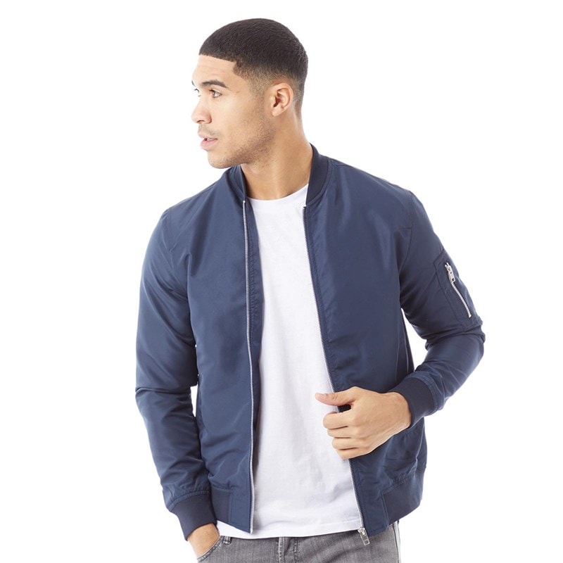 JACK & JONES Mens Mash Bomber Jacket Navy Blazer