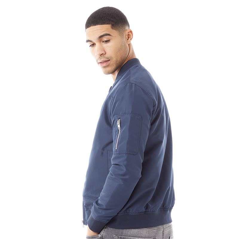JACK & JONES Mens Mash Bomber Jacket Navy Blazer - Image 2