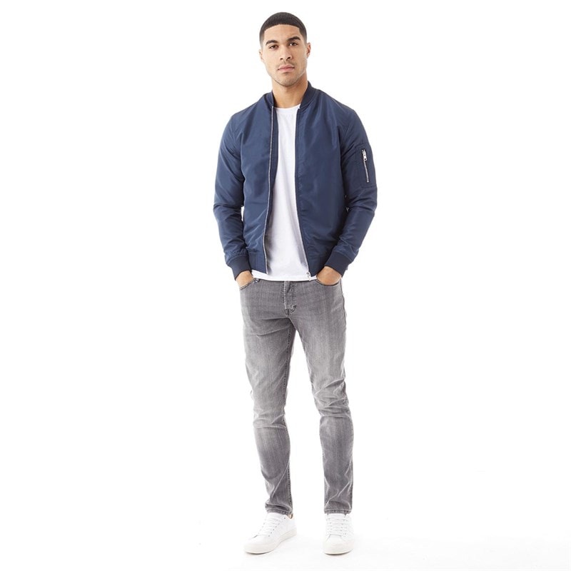 JACK & JONES Mens Mash Bomber Jacket Navy Blazer - Image 3