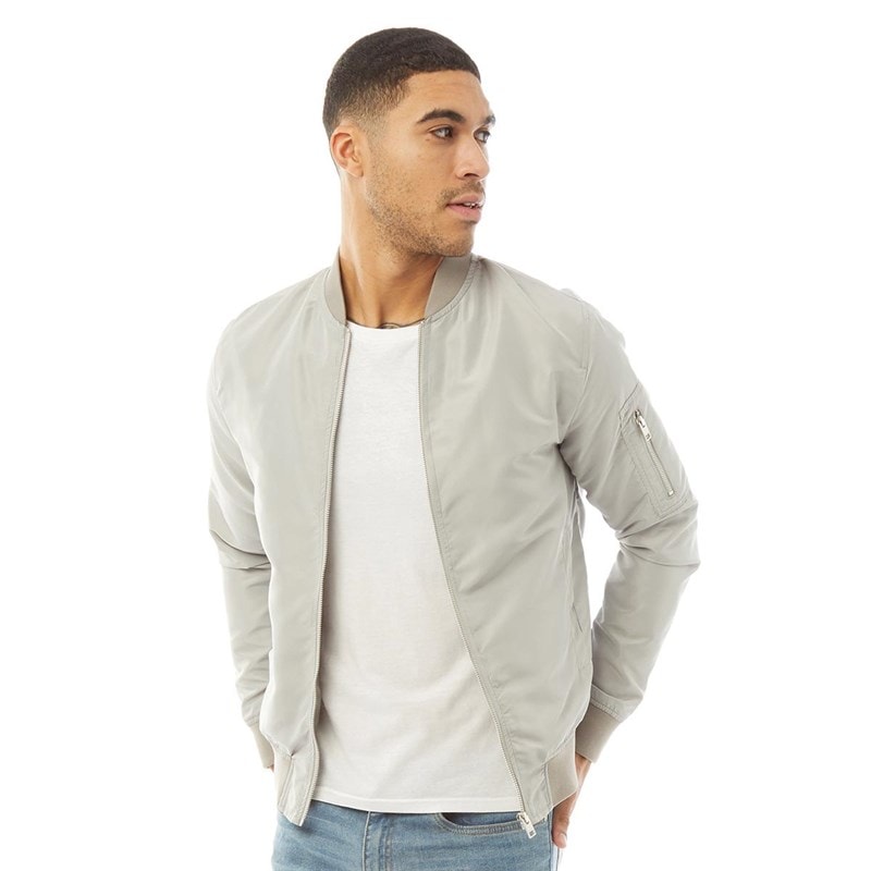 JACK & JONES Mens Bomber Jacket Ghost Grey