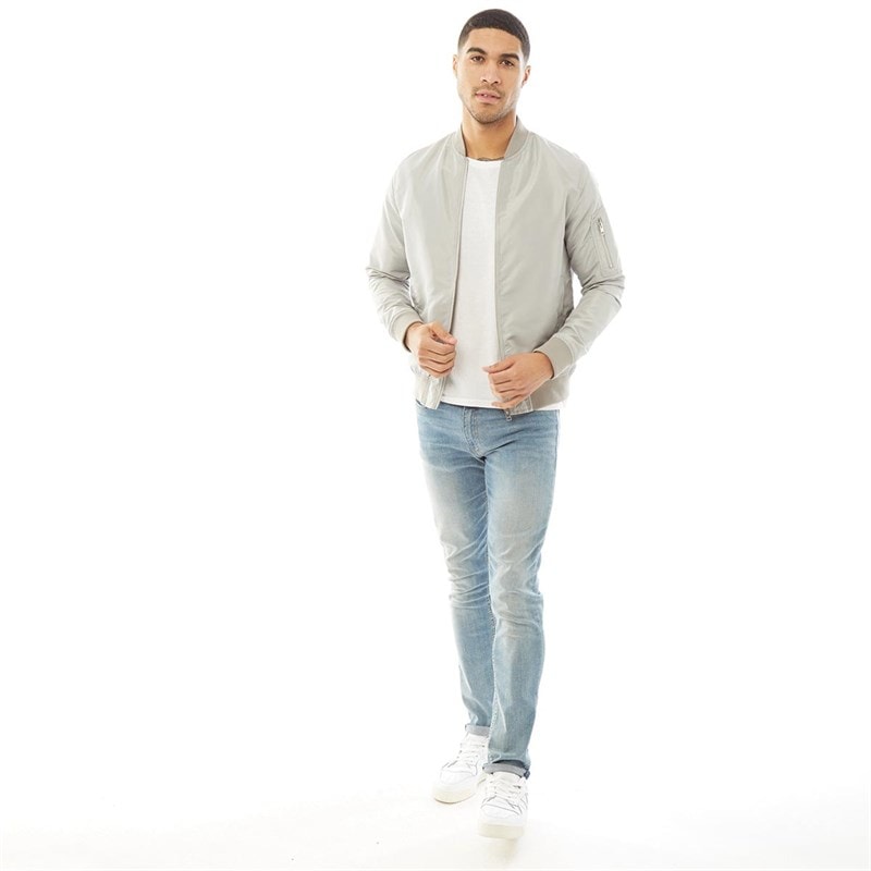 JACK & JONES Mens Bomber Jacket Ghost Grey - Image 3