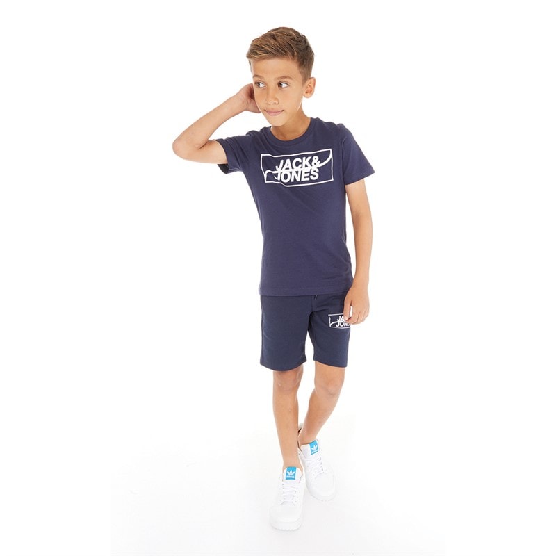 JACK & JONES Boys Fly T-Shirt And Shorts Set Navy Blazer - Image 3