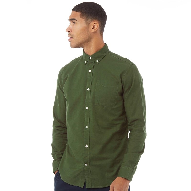 JACK & JONES Mens Long Sleeve Oxford Shirt Forest Night