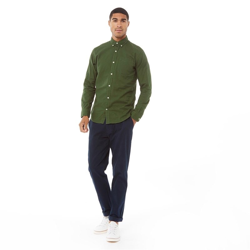 JACK & JONES Mens Long Sleeve Oxford Shirt Forest Night - Image 3