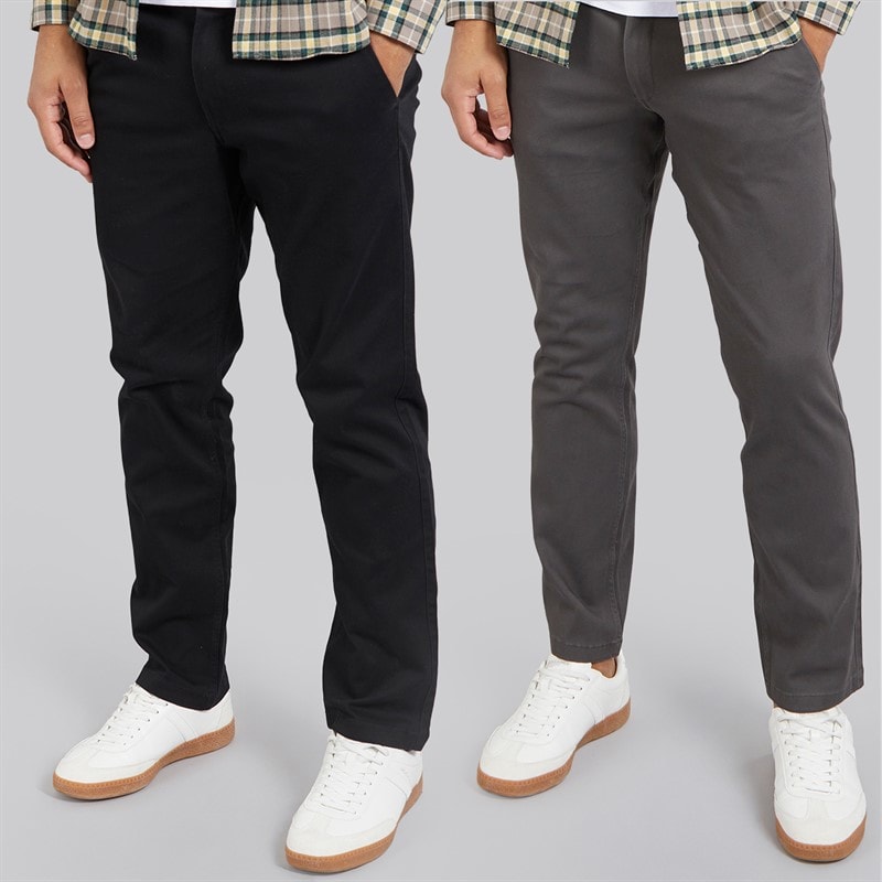 JACK & JONES Mens Bolton Dean AKM Two Pack Chinos Dark Grey/Black - Image 1