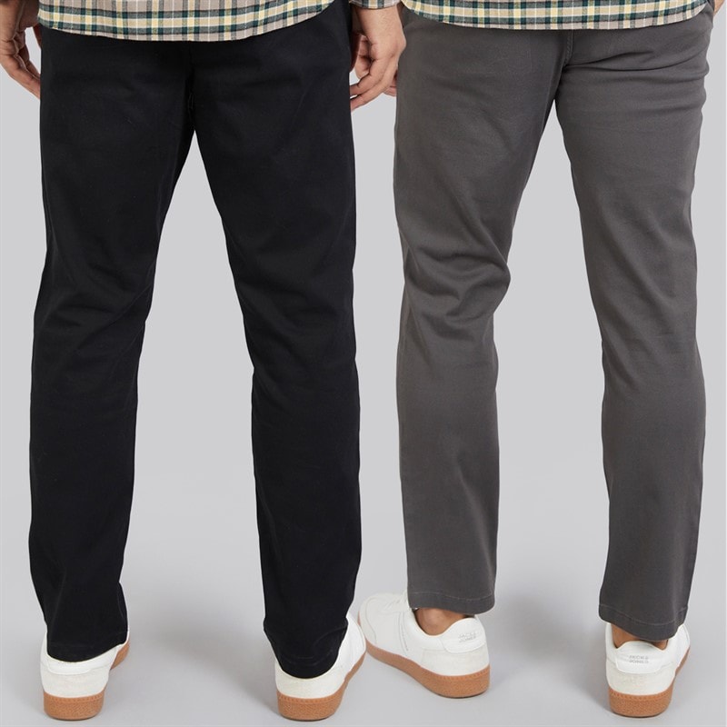 JACK & JONES Mens Bolton Dean AKM Two Pack Chinos Dark Grey/Black - Image 2