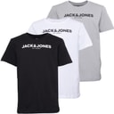 JACK & JONES Boys Harry Three Pack T-Shirts White/Black/Alloy