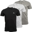 JACK & JONES Mens Joseph Three Pack Polo Shirts White/Black/Grey