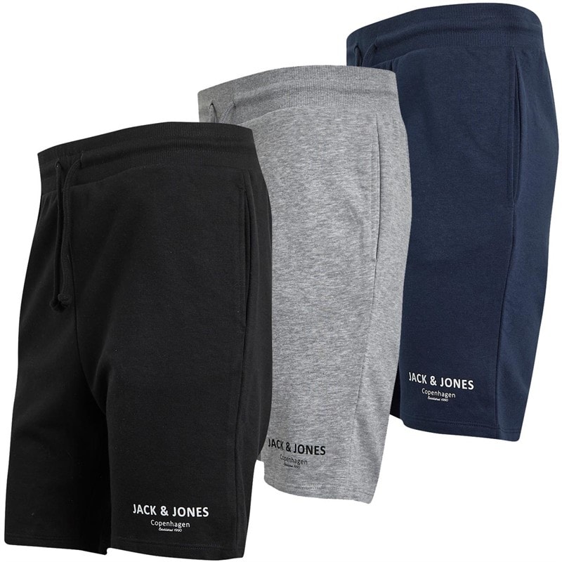 JACK & JONES Mens Heat Three Pack Shorts Black/Light Grey Marl/Navy - Image 1