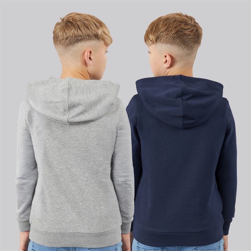 JACK & JONES Boys Mikk Two Pack Hoodies Navy Blazer/Light Grey Marl - Image 2